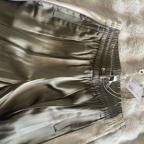 JONATHAN SIMKHAI Satin Crepe Green Track Pants - Picture 8 of 9